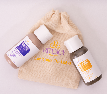 Rituacy Duo Détox au Rhassoul Format Voyage - Shampoing + Revitalisant - Cure Cheveux Gras 14 Jours - Sans Sulfate - 2x100ml