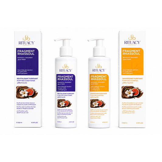 Rituacy Duo Détox au Rhassoul - Shampoing + Revitalisant - Cure Détox Cheveux 14 Jours - 2x200ml