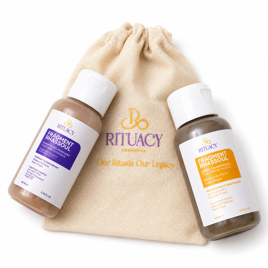 Rituacy Duo Détox au Rhassoul Format Voyage - Shampoing + Revitalisant - Cure Cheveux Gras 14 Jours - Sans Sulfate - 2x100ml